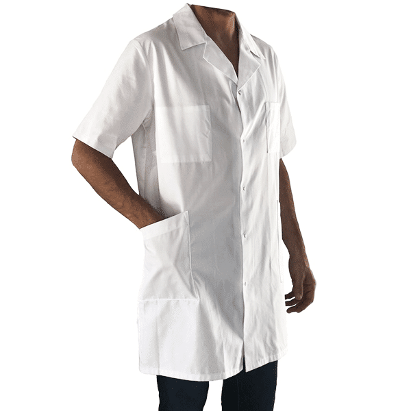 Blouse De Laboratoire Unisexe En Coton – Blanche, Avec Boutons Pression Et Poches, Pour Chimie Et Lycée