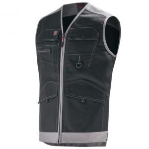 Gilet De Travail LAFONT TROWEL.L3 Pour Homme - Coton/polyester, Nombreuses Poches, Renforts épaules - Couleur Noir/charcoal